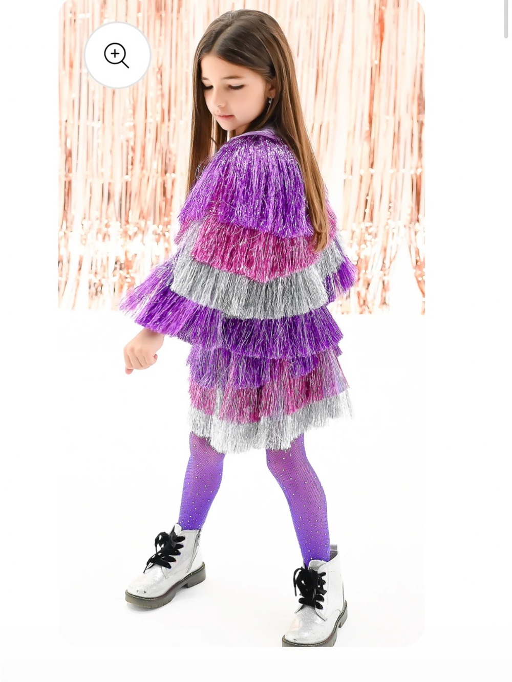 Kids Purple Tinsel Costume Set with Silver Accents